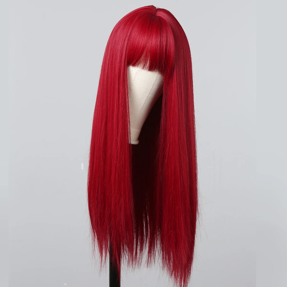 HENRY MARGU Red Long Straight Synthetic Wig with Bangs Burgundy Colorful Cosplay Wigs for Women Halloween Wigs Heat Resistant