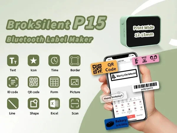 MarkLife P15 Mini Portable Thermal Printer Wireless Bluetooth-compatible Label Tag for Home Office Labeling Sticker Machine