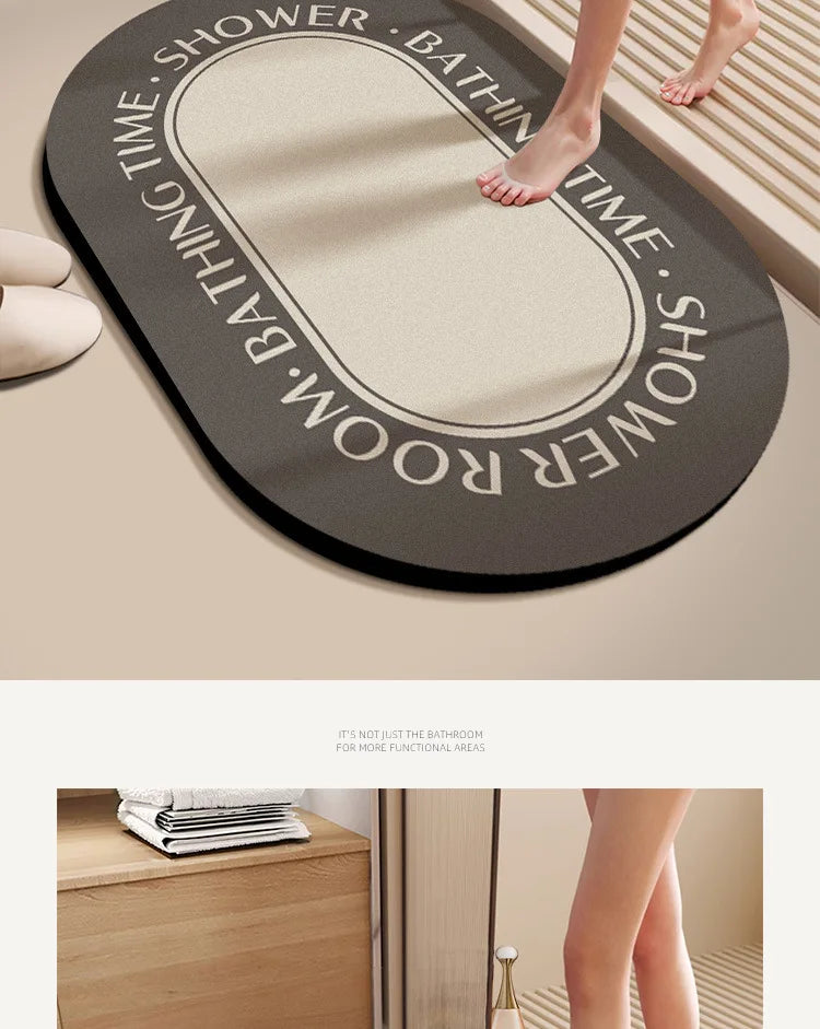 Diatomaceous Earth Bath Mat Super Absorbent Quick Dry Non Slip Bathroom Rug for Home Entrance Durable and Stain Resistant
