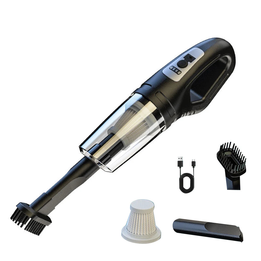 Portable Cordless Car Vacuum USB Recharge Handheld Vacuum Powerful Suction Cleaner For Car Household Office Pet Hair Cleaning