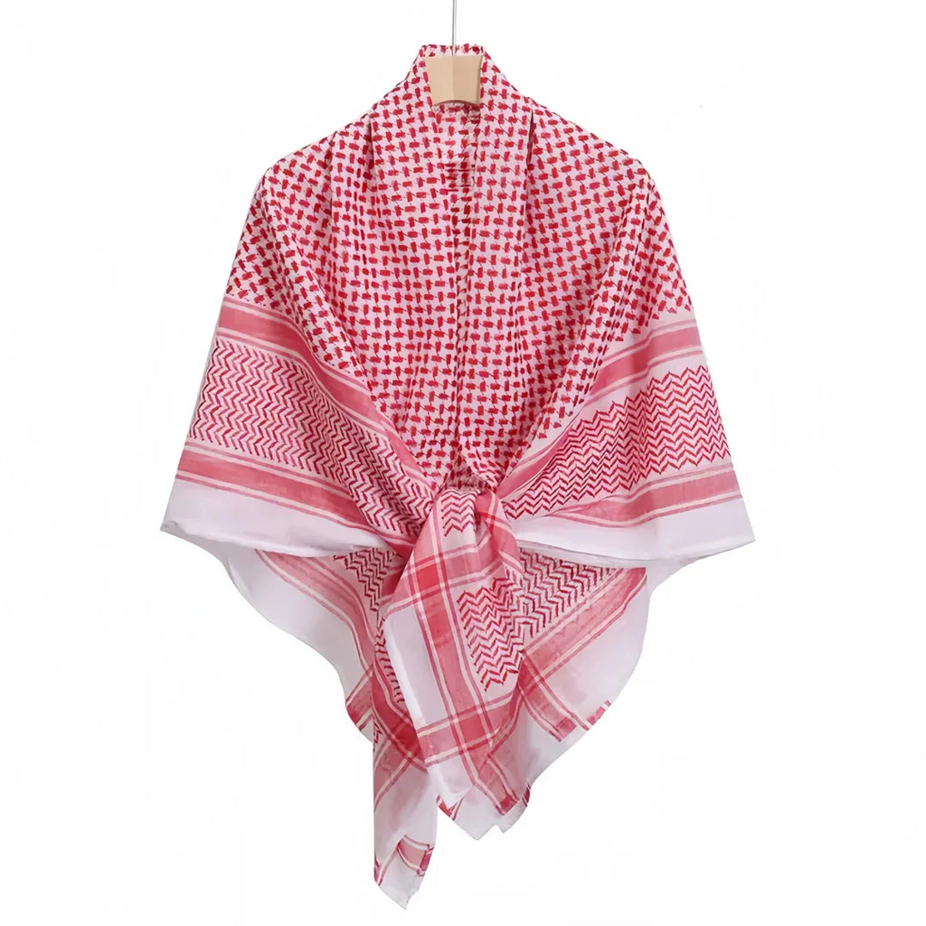 Arab Shemagh Muslim Keffiyeh Head Wrap Scarf Arabic Tactical Desert Headwear with Rope Halloween Costume Accessories