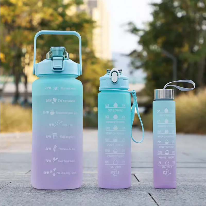 300ml/750ml/2L Water Bottle Motivational Sport Water Bottle Leakproof Bottles Drinking Outdoor Travel Gym Fitness Jugs