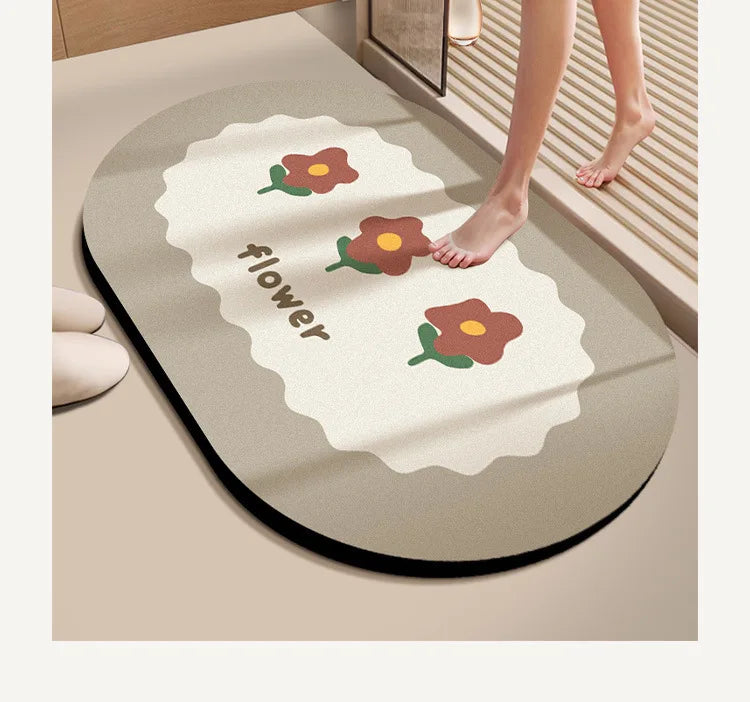 Diatomaceous Earth Bath Mat Super Absorbent Quick Dry Non Slip Bathroom Rug for Home Entrance Durable and Stain Resistant