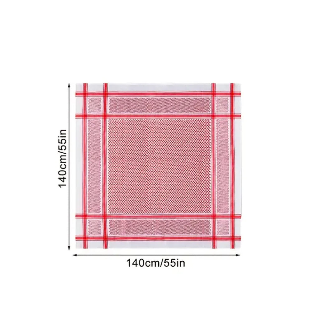 Arab Shemagh Muslim Keffiyeh Head Wrap Scarf Arabic Tactical Desert Headwear with Rope Halloween Costume Accessories
