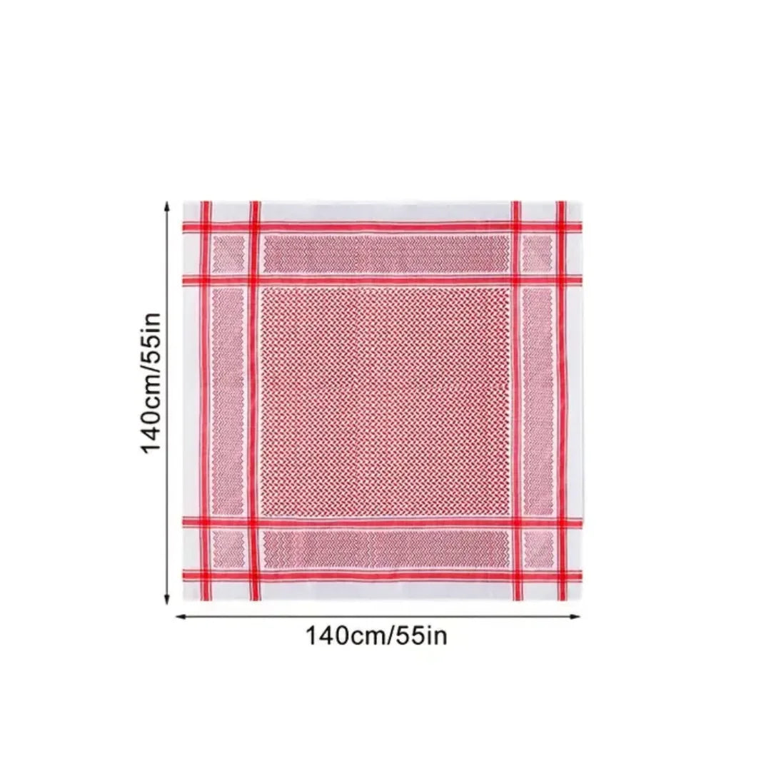 Arab Shemagh Muslim Keffiyeh Head Wrap Scarf Arabic Tactical Desert Headwear with Rope Halloween Costume Accessories