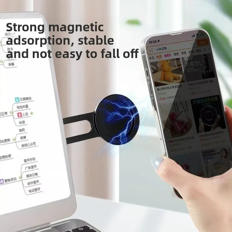 Ultrathin Magnetic Laptop Phone Holder Monitor Side Cell Phone Foldable Display Expansion Phone Stand for Xiaomi iPhone Samsung