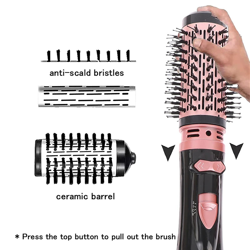 Hair Dryer Brush 2 In 1 Hot Air Spin Brush Curling Straightening Styling Auto-Rotating Ionic Round Blow Hair Dryer Volumizer