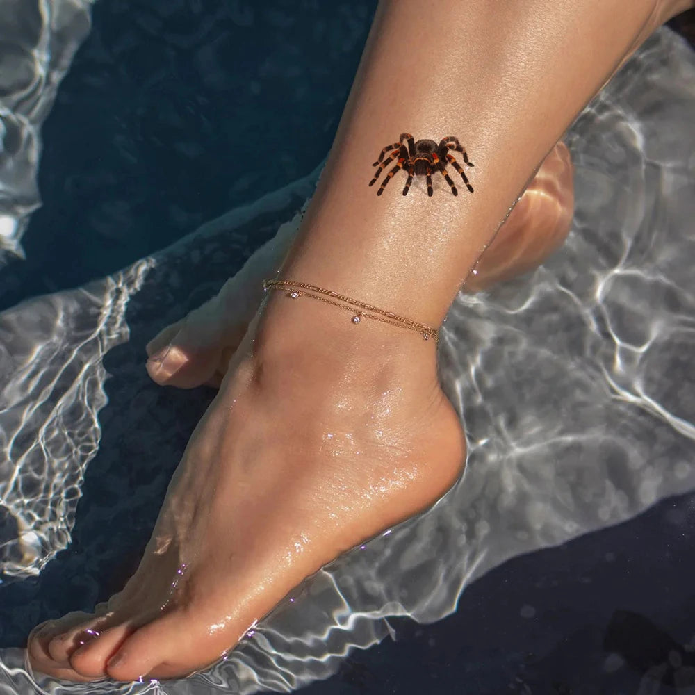 10PCS Waterproof Halloween Spider Temporary Tattoos for Women Men Realistic Spider Web Fake Tattoo Stickers for Party Body Art