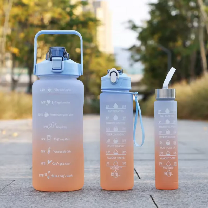 300ml/750ml/2L Water Bottle Motivational Sport Water Bottle Leakproof Bottles Drinking Outdoor Travel Gym Fitness Jugs